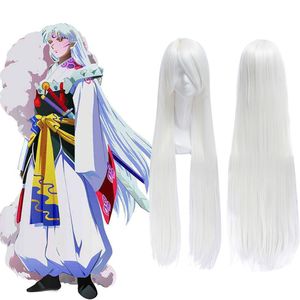 Sesshoumaru Inuyasha 100cm lange rechte witte cosplay volledige pruiken feest haar pruiken