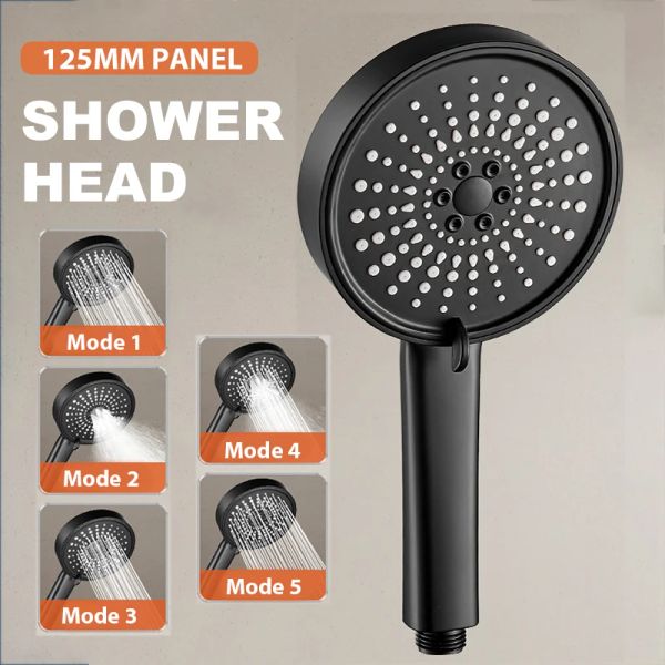 Ensemble 12,5 cm 5 modes Big Pannel Shower Head Adjustable Pluan Plusion Précipitage Douche Ensemble d'eau Sauvetage de douche Accessoires de salle de bain