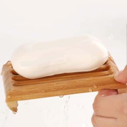 Conjunto 1 por marco de jabón de madera hecha a mano de madera creativa para el baño de baño contratado jabón de bambú natural caída