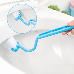 Set 1pcs Portable Curved Bathroom Cleaning Brush Cleaning Accessories Bathroom Brush Angle Handle Curved Brush Toilet Brush