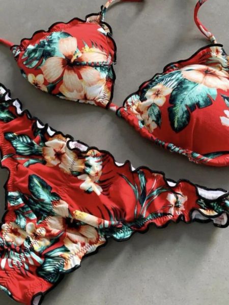 Conjunto de bikini estampado 2020, nuevo traje de baño Sexy Push Up, Top con cordones, traje de baño para mujer, conjunto de Bikini brasileño para playa, traje de baño femenino