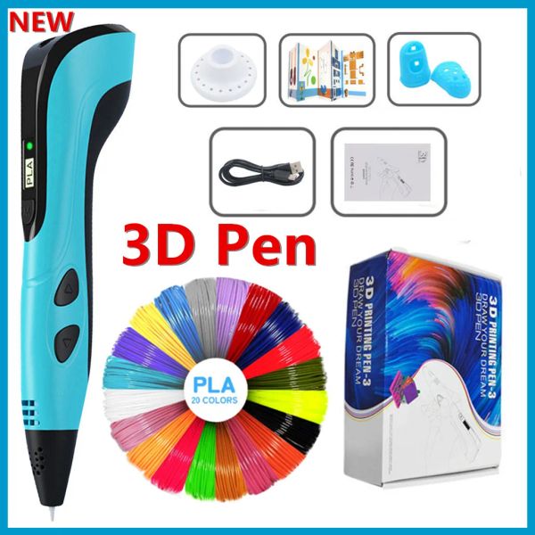 Set 2023 Nouveau stylo à imprimé 3D Ensemble de stylo 3d pour enfants Enfants Pens Bricolage Birthday Creative Gift Toys With Pla Filament Packaging Box