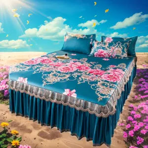 Ensemble 3 pièces couvre-lit à fleurs Sexy, drap antidérapant pour lits King/Queen Size (1.5M/1.8M/2M), housse de literie douce pour la maison