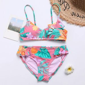 set 714years maillot de bain fille florale tropicale enfants à volants deux pièces maillots de bain pour enfants rembourré fille ensemble de bikini filles maillot de bain 2022