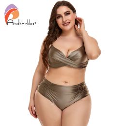 Set Andzhelika Bikinis Bikinis Bikinis Swimwear Summer Color sólido Bikini Set Traje de baño de baño de talla grande