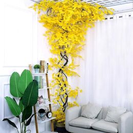 Set de hojas artificiales de ginkgo dorado, árbol de hojas falsas, planta colgante de pared para exteriores, decoración navideña de fondo para el hogar, Set1173J