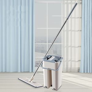 Ensemble automatique et seau 360 degrés lavage à la main plat plancher en bois poussière Push Mop nettoyage à domicile T200628