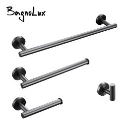 Set Bagnolux en acier inoxydable pistolet gris noir poli chrome brossé Hork Hook Crochet Bar porte-papier porte-toilettes accessoires de salle de bain