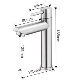 Réglage du robinet de lavabo de bassin Salle de bain salle de bain en acier inoxydable résistant aux robinets de bassin de bassin à un trou à single.