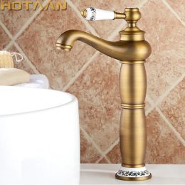 Réglage du bassin de salle de bain robinet antique mélangeur en laiton en bronze solide cuivre europe style tap torneiras para banheiro grue yt5085