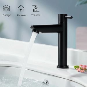 Régler le robinet de bassoire robinet en acier inoxydable mat simple robinet froid de cuisine de salle de bain lavabo de salle de bain lavabo