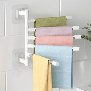 Zet badkamer handdoekrek roteerbare handdoekhouder roteerbaar roestvrij staal 2/3/4/5/6 handdoekbars keukenplank wand gemonteerd hanger