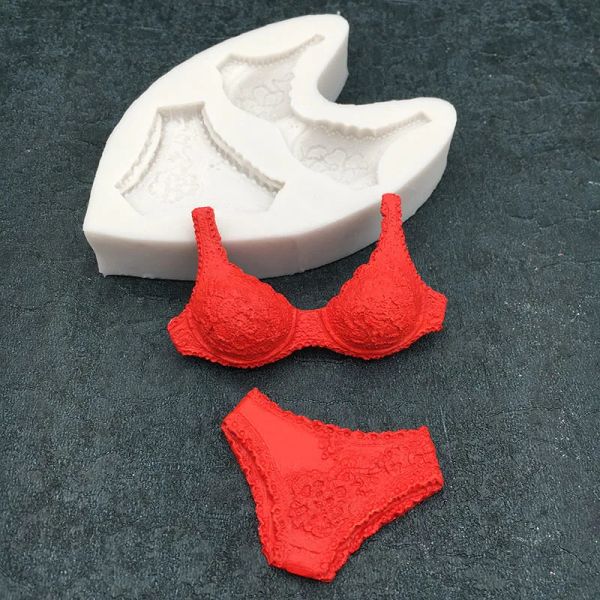 Définir le bikini sucrecraft en silicone moule en dentelle sous-vêtements sous-vêtements chocolats de décoration de gâteau fondant moule pour les outils de cuisson à mastic