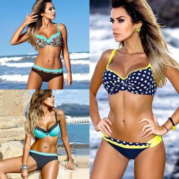 Set Bikini Badmode Vrouwen 2021 Sexy Bikini Set Push Up Badpak Vrouwelijke Tweedelige Badpak Vrouwen Halter Gele Bikini Meisje strandkleding