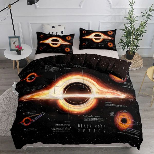 Set Black Hole Couvercle de couette bizarre Set King Queen Double Twin Twin Twin Single Taille Linn Ensemble Curtains transparents