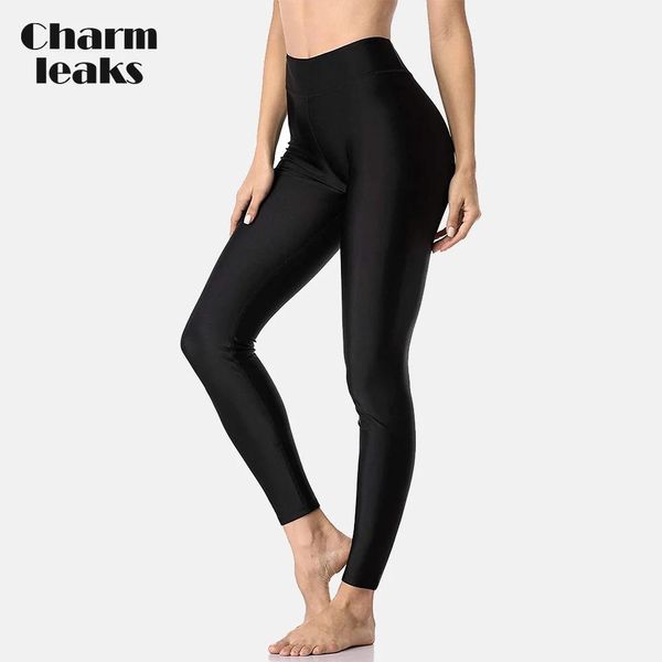 Set Charmleaks Femmes Long Sports Swimming Trunks Laopard Imprimé Skinny Swim Pantal