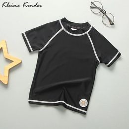 Conjunto de traje de baño para niños, camiseta UV para nadar, Rashguard, traje de baño liso de manga corta para niño y niña, Jersey, traje de baño para niños de 311 años