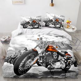 Set Classic Motorcycle Bedding Set Single Twin Full Queen King Size retro bed Set Aldult Kid Slaapkamer Duvetcover Sets 3D -print 034 Pure Curtains