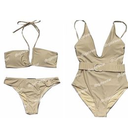 Set Femmes classiques Sweetwwear Sexy Bikini Set Designer Summer Summer One Piece Switsuits Fashion Metal Logo Lace Up Bathing Bathing