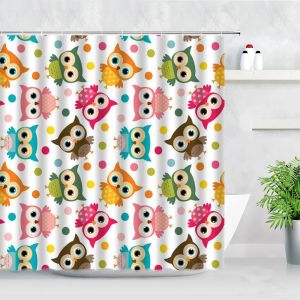 Color de color lindo Cortinas de ducha de búhos animales de dibujos animados de unicornio niños decoración de baño de la decoración de baño