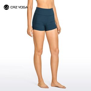 Establecer CRZ Yoga Femenina Upf 50+ pantalones cortos de natación Tankini Tankini de 2.5 '' Swimsuit Bottom Ruched Side Board Board de traje de trajes de trajes