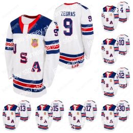 Set Custom Hockey Jerseys USA 2021 IIHF WJC Gold Winner Jersey 9 Trevor Zegras 30 Spencer Knight Cam York Hunter Skinner Matthew Boldy