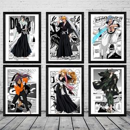 Set Di 6 Affiche Di arte della pate del fumetto manga giapponse candeggina tela pittura stampa ichigo immagine comica per la décorazione della pate domestica cuadros