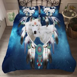 Set Digital Art Dreamcatcher Wolf Vivet Set USA King Queen Full Size Twin Twin Single Bed Linen Set transparentes