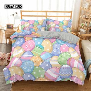 Set Egg Duvet Cover Set Oeufs de Pâques Cartoon Enfant à litière jumelle Ensemble pour enfants Double Queen King Size Polyester Couper Couverture transparente