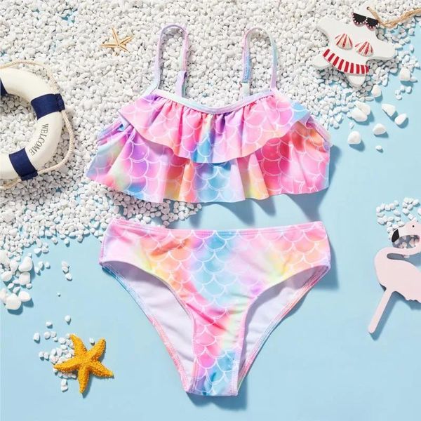 set Écailles de poisson enfants fille à volants Bikini ensembles pour enfant en bas âge fille maillots de bain deux pièces enfants maillot de bain petit bébé fille maillot de bain