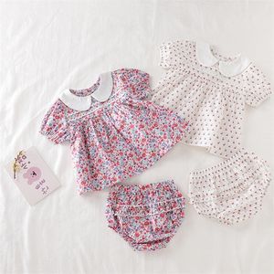Conjunto flor tshirtpp shorts verão nascido roupas infantis bebê meninas roupas terno 220607