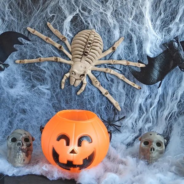 Ensemble de décorations d'horreur d'Halloween, ornements en os de crâne d'araignée, ornements de squelette de crâne d'animal en plastique, festivals, décoration de fête à thème, décoration d'Halloween