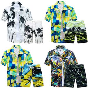 Set Hawaiian Fashion Summer Floral Shirts Men +Print Beach Shorts Short Sleeve Tracksuit Mens Sets S S S S S