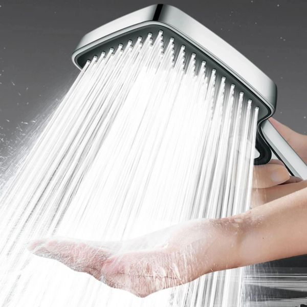 Régler la tête de douche à grande pression à haute pression noir 4 modes carrés de sauvegarde carrée buse de buse