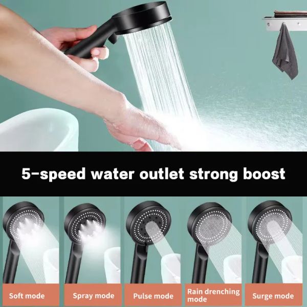 Régler la tête de douche haute pression Turbo rempli pour la douche 5 moules de moule à eau pomme de douche accessoires de salle de bain