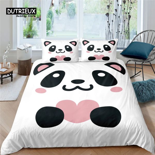 Set Home Living Living Luxury 3D Cut Panda Liberdding Ensemble de couette confortable Ensemble de couverture d'enfants pour enfants Reine et King EU / US / AU / UK SIME DIFFORM