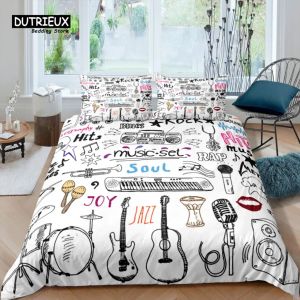 Set Home Living Living Luxury Music Set Ensemble de literie Girls Couche de couette Set Oreadcase d'oreiller Ensemble de literie Queen et King EU / US / AU / UK SIME DIFFICATION