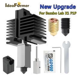 Stel hotend kit in voor bambu lab x1 koolstof x1carbon combo p1p 3d printer 500c verbeterde vergulde koperen kachel blok gehard stalen mondstuk