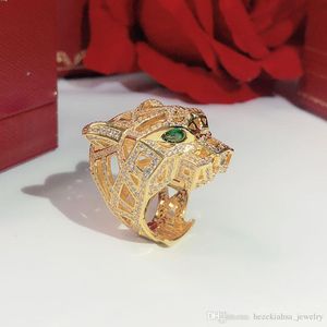 Serti en drillneutral Bague tête de léopard Tendance haut de gamme Se vend bien Bague léopard mécanique puissante Livraison gratuite Cuivre matériel neutra