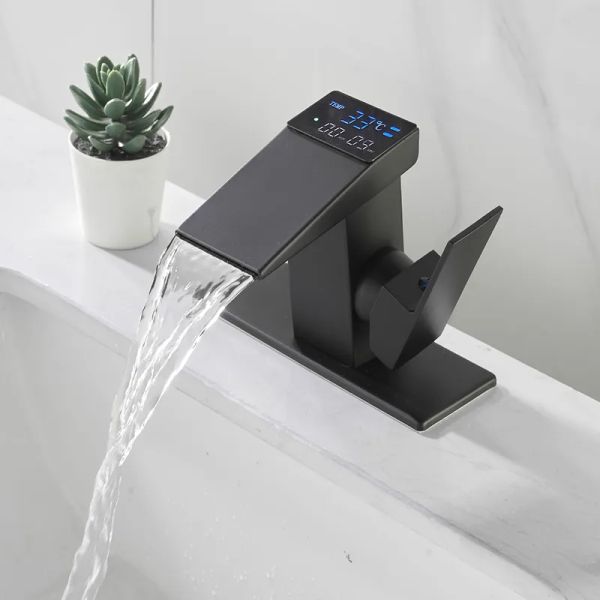 Establecer el grifo de la cuenca del baño LCD Madre del fregadero digno del fregadero del fregadero del lavabo del grifo caliente del grifo del grifo de la cubierta del baño montada del baño.