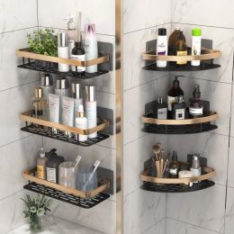 Set Luxury Bathroom Shelves Without Drilling Rustproof Aluminum Shower Wall Shelf Shampoo Towel Holder Bathroom Organizer Accessorie