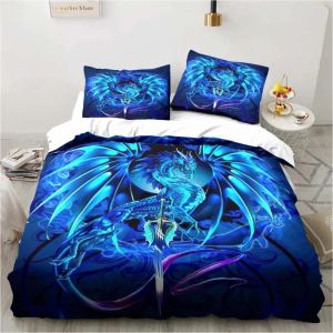 Set Magic World Dragon Bedding Set Boys Girls Twin Queen Size Duvette Cover Ahelbase Lit