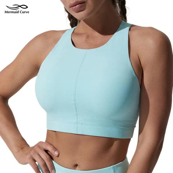 Conjunto Mermaid Curve Women Gym Top Ropa interior de entrenamiento de alta intensidad Reúna empuje hacia arriba el pecho para reducir la inquietud Fitness Bra Sujetadores deportivos