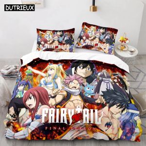 Définir une nouvelle litière de queue de fée Ensemble d'anime japonais garçons filles cadeaux DÉCORD DE CHAMBRE SEUX TWIN TEXTILES HOME SIPE FULLE TIGE DROPS TRANS