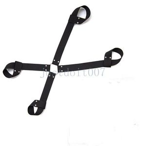 Bondage Set Nylon Esposas Muñeca a tobillo Hogtie Cuffs Restricción Hog Tie strap cross fun # R45