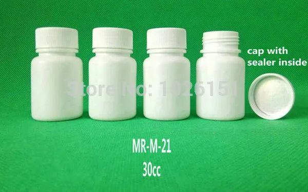 Ensemble de 102 bouteilles de pilules en plastique blanche HDPE 30 ml avec bouchons en aluminium joint pharmaceutique de qualité vide de médecine vide zz