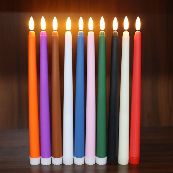 Lot de 12 bougies LED sans flamme avec minuterie quotidienne avec mèche noire réaliste, télécommande avec minuterie quotidienne, bougeoirs non inclus