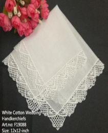 Set van 12 mode dameszakdoeken bruiloft bruids zakdoeken met vintage gehaakte kanten randen zakdoek 12x12inch2989054