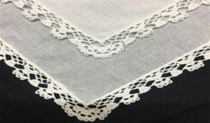 Juego de 12 pañuelos de moda para mujer, pañuelos blancos de encaje de algodón suave para boda, pañuelos nupciales, pañuelo Vintage para madre de la novia 12x12296919520