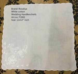 Ensemble de 12 serviettes d'invité en textile de maison, mouchoirs blancs 100% coton doux, Hankies Hanky pour mariage et mariée